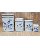 Viana Do Castelo- Portugal Hand Painted Canister Set of 4 Blue White Floral - €107,96 EUR