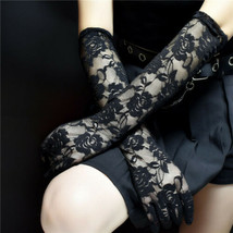 Women Long Lace Rose Floral Finger Gloves Gothic Bride Wedding Mittens Hot Sexy - $9.49