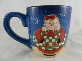 Becca Barton Certified International coffee Mug Tea cup Blue Holiday Mrs... - $19.79
