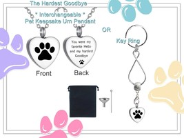 The Hardest Goodbye Pet Keepsake Urn Interchangeable Necklace or Key Ring - £19.42 GBP
