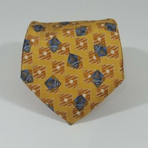 Robert Talbott Best of Class Men&#39;s Silk Neck Tie Yellow Blue Square Geometric - £15.21 GBP