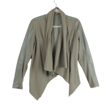 Blank NYC Jacket Women&#39;s Small Green Faux Leather Drape Front Knit Asymmetrical  - £27.22 GBP