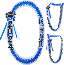 Grad Leis Class of 2024 Graduation Ribbon Double Braided Necklace Handma... - $37.22