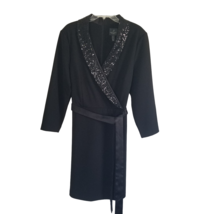 Adrianna Papell Faux Wrap Sequin Trim Collar Tuxedo Dress 18 Womens Black Crepe - £68.24 GBP