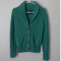 AEO American Eagle Outfitters Green Blue Wool Rabbit Hair Cardigan Sweater Small - £12.64 GBP