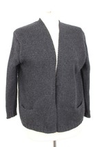 Vince XS Charcoal Gray Wool Blend Chunky Knit Open-Front Cardigan Sweater - £22.77 GBP