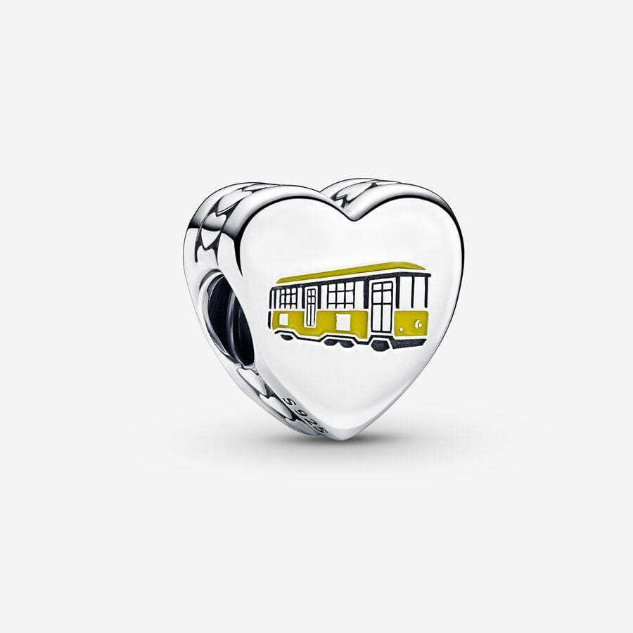 Milano heart sterling silver charm with yellow enamel 792015C00_E053