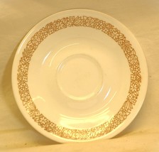 Woodland Brown Corelle Corning Saucer Brown Outlined Flowers on White - $12.86