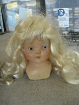 Vintage Composition Girl Doll Head and Shoulders Blonde Wig 5 1/2&quot; Tall - £17.13 GBP
