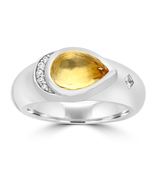 925 Sterling Silver Rose Gold Plated Cubic Zircon Citrine Ring Size 7 - £39.03 GBP