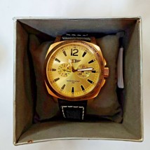 INVICTA WATCH With GOLD CASE w/BLACK LEATHER BAND | MODEL IBI43660-004 - $125.00