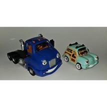 2 Chevron Cars Vehicle Lot Cary Carrier Blue Truck Cab #14 Woody Wagon #16 - $29.65