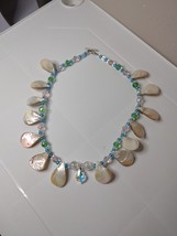 Beautiful Vintage Shell And Glass Multi-Color Necklace 21 Inches Long  - £67.78 GBP