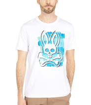 Men&#39;s Psycho Bunny Short Sleeve Tee Logo Graphic Shirt Newton White T-Sh... - $46.95