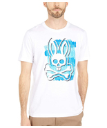 Men&#39;s Psycho Bunny Short Sleeve Tee Logo Graphic Shirt Newton White T-Sh... - £23.91 GBP