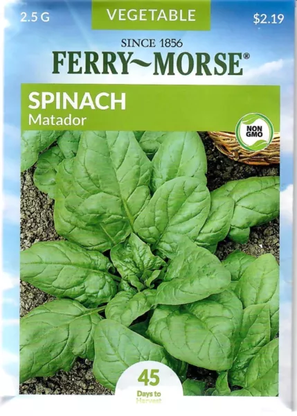 Spinach Matador Vegetable Seeds Non-Gmo - Ferry Morse 12/24 Fresh Garden - $7.90