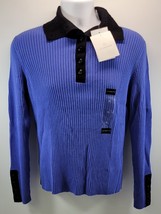 L) Woman Liz Claiborne Ribbed Blue Collar Pullover Sweater Shirt XL - £19.45 GBP