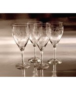 Set Four Tiffin Elegant Glass Water Wine Goblets 7 1/4 inches Etched Wre... - $54.69 CAD