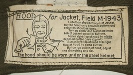 US Army M-1943 field jacket detachable hood; B&N Hat Co. 1944, tag intact! - £31.38 GBP