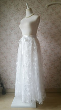 White Embroidery Lace Tulle Maxi Skirt Alternative Wedding Party Skirt Outfit image 3