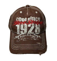 Red Stripe Beer Hat Distressed Strapback Brown Cap Cool Since 1928 - £13.57 GBP