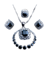 Anyco Jewelry Set 4Pcs Black Square Stone Zircon 925 Silver - €55,47 EUR