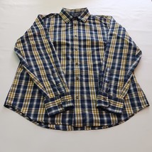 Banana Republic Men's White Blue Gold Plaid Long Sleeve Button-Up Cotton Shirt L image 7