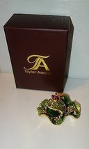 Taylor Avedon Collectible green Frog On Lotus Leaf Treasure Chest new + box $140 - £39.16 GBP