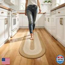 Rctjhome 2X6 Oval Braided Runner Rug Long Hallway Kitchen Farmhouse Rug Door - $111.88