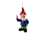 NAUGHTY GNOME CHRISTMAS TREE ORNAMENT 6&quot; Glass Colorful Funny Rude Middl... - £16.38 GBP