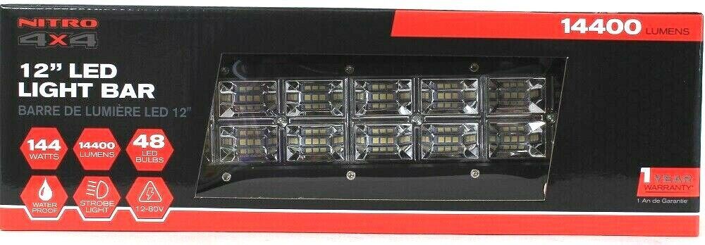 Nitro 4X4 12&quot; LED 14400 Lumens 144 Watts Strobe Light Bar Waterproof To ... - $97.99