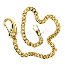 Pocket Watch Chain Gold Color Fob Chain with Big Lobster Clasp Men Fashions FC12 - £13.78 GBP