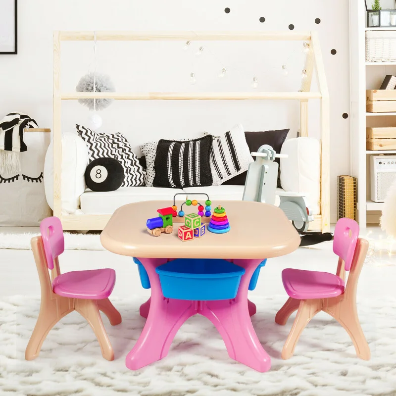 Gymax Fashion Plastic Children Kids Table &amp; Chair Set 3 PC Play Furnitur... - $306.72