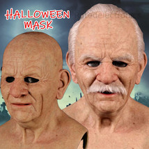Bald Old Man Full Face Mask Halloween Cosplay Party Realistic Headgear Cover US - £20.88 GBP