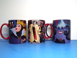 Set of 3 Disney Store Villains Oversized Mugs Queen, Ursula, Cruella De Vil (M) - £116.80 GBP