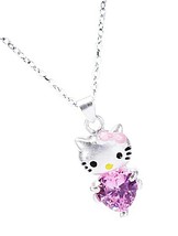 Hello Kitty Necklace, Heart-shaped Kitty Cat Cat Cat - $39.43