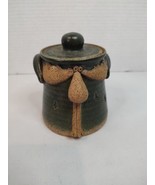 Earth and Fire Studio Pottery Funny Face Ceramic Lidded Jar Canister Gre... - £22.06 GBP