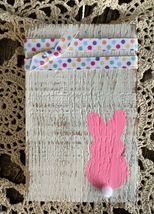 1 Pcs Pink Bunny Tiered White Square Tray Rustic Wood Mini Sign #MNHS - $25.98