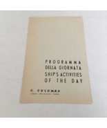 Italia SS C. Colombo ship&#39;s activities of the day program August 1963 - €17,15 EUR