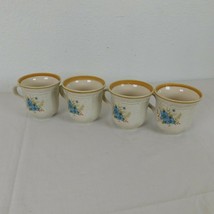 Mikasa Garden Club Day Dreams Lot of 4 Coffee Cups Blue Flowers on Tan Mug Tea - £19.11 GBP