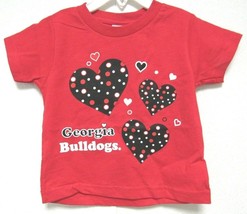 NCAA Georgia Bulldogs Hearts on Red T-Shirt Style Two Feet Ahead #119 - £16.05 GBP