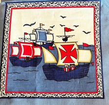Vintage Columbus America Fabric 1992 Ships Nina Pinta Santa Maria 50 x 44 - £24.03 GBP