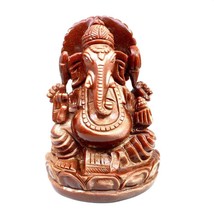 Ganesha Statue Goldstone Ganesh Carving Prosperity Wealth Luck Sculpture Art - £191.97 GBP