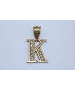 Fine 10K Yellow Gold Large Letter K initial Pendant w/ Cubic Zirconia - $158.28 CAD