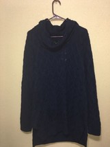 Jeanne Pierre Tunic KNIT Sweater Foldover Neck navy sz XL NEW - £65.41 GBP