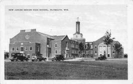 Junior Senior High School Plymouth Wisconsin 1930s linen postcard - £5.14 GBP