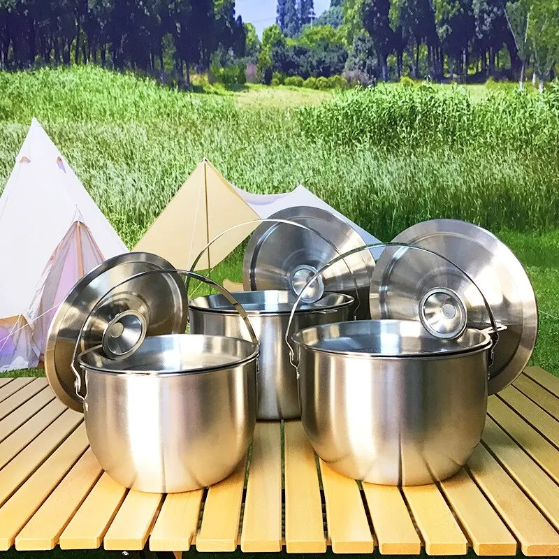 Stainless Steel Soup Pot Stock Pot Set with Lid Kitchenware Stew Pot Cooking - £21.36 GBP+