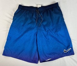 Nike Shorts Mesh Lined Swim Gym Casual Blue Drawstring Swoosh Men’s Large - £27.37 GBP