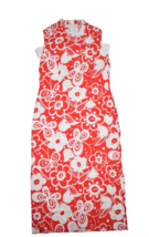 Vintage 70s Dress Womens 8 Red Floral Sleeveless Sundress Textile Maxi Straight - £38.54 GBP