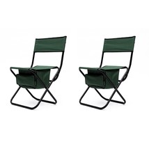 2-piece Folding Outdoor Chair with Storage Bag, Portable Chair for indoor -Green - £56.26 GBP